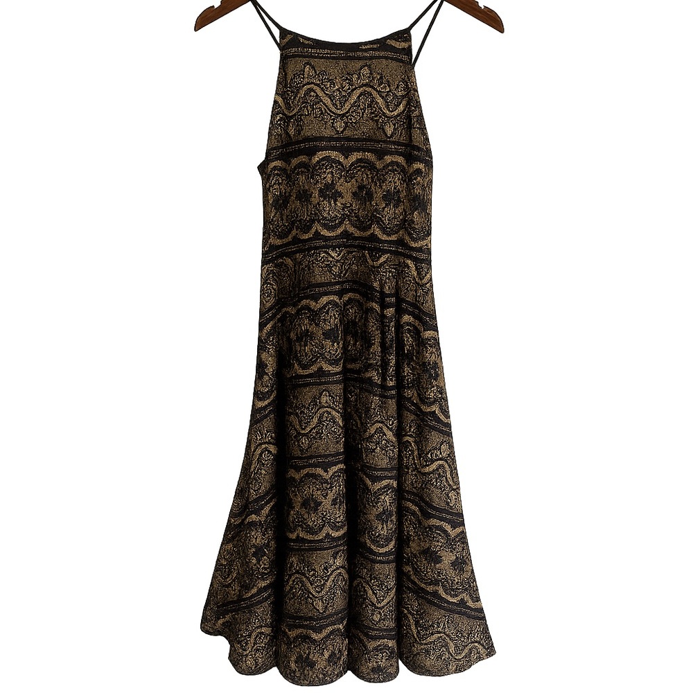 Elegant Black and Gold Lace Dress
